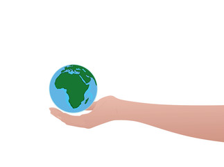 Hand hold world globe. vector