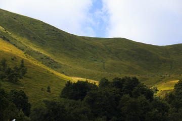 Fototapeta premium Amazing landscape of mountain green meadow. Location place Ukraine Carpathian meadow Borzhava.