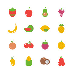 Fruits icon set.Vector illustration