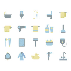 Bathroom related icon set. Vector illustration