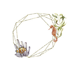 Watercolor graphic. Underwater world.