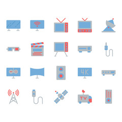 Television related icon set. Vector illustration