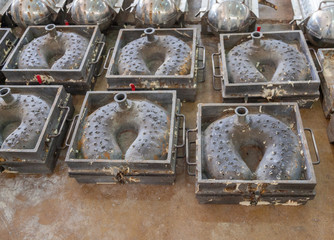 metal mold of rubber latex pillow at factory