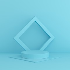 Abstract mock up scene blue color. geometry shape podium background for product. 3d rendering