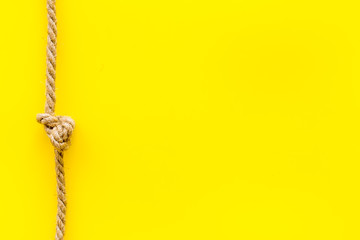 isolated rope mockup on yellow background top view