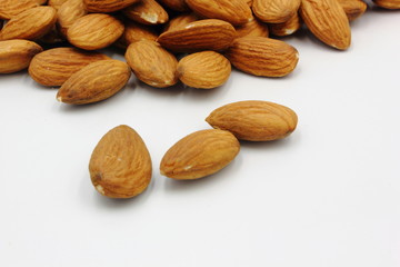 almonds on white background