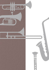 吹奏楽で使う楽器のシルエットでデザインした背景素材