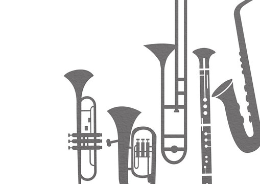 吹奏楽で使う楽器のシルエットでデザインした背景素材 Stock Illustration Adobe Stock