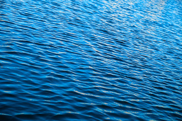 Blue wavelets on sea surface, breeze on a summer day.