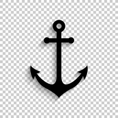 Anchor - black vector  icon with shadow