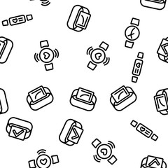 Watch Tracker Vector Seamless Pattern Thin Line Illustration