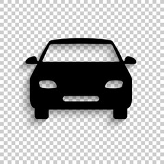 Car - black vector  icon with shadow