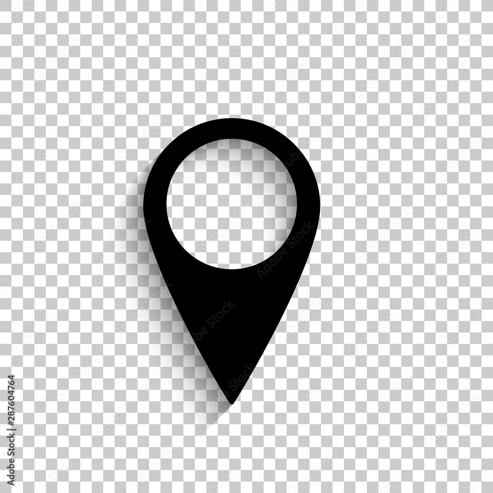 Poster map pointer - black vector icon with shadow