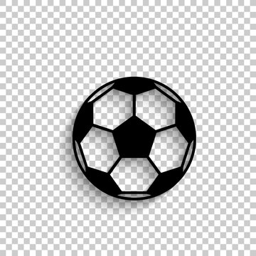 football - black vector  icon with shadow
