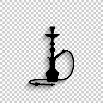 silhouette of a hookah - black vector  icon with shadow