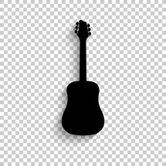 Naklejka premium Guitar - black vector icon with shadow