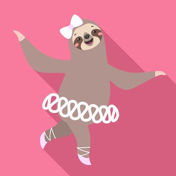 Sloth balerine icon. Flat illustration of sloth balerine vector icon for web design
