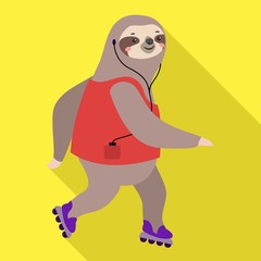 Sloth roller skates icon. Flat illustration of sloth roller skates vector icon for web design