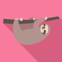 Happy sloth icon. Flat illustration of happy sloth vector icon for web design © nsit0108