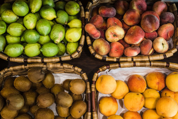 on a baskets in a local market from local agriculture in the Basque Country