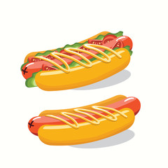 Fast food, Tasty set fast food vector isolated on white background