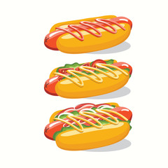 Fast food, Tasty set fast food vector isolated on white background