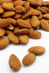 almonds on white background