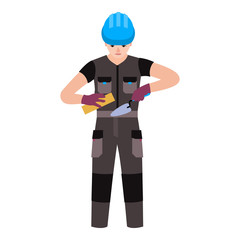 Builder man icon. Flat illustration of builder man vector icon for web design