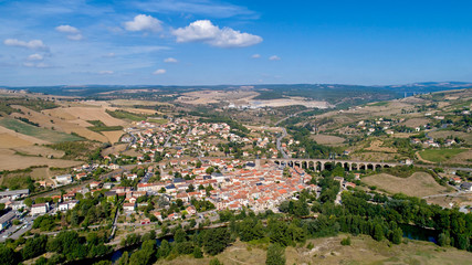 Aerial view of Aguessac village in the Aveyron