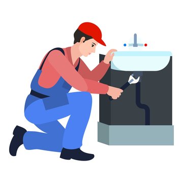 Plumbing man repair icon. Flat illustration of plumbing man repair vector icon for web design