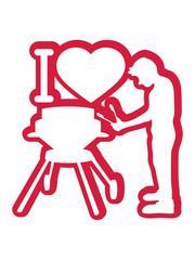 hobby herz I love bbq grill zange grillen essen hunger schürze grillmeister fleisch camping spaß liebe clipart