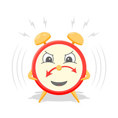 Cartoon alarm clock icon in action. Vector illustration on a white background.