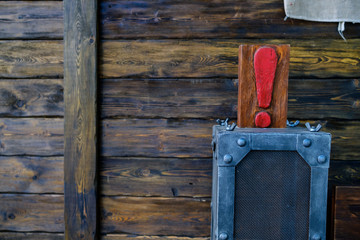 exclamation mark on wood abstract background