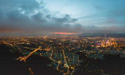Skyline of taipei city in downtown Taipei, Taiwan.