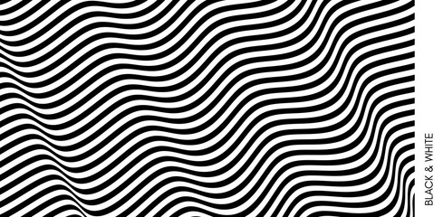 Black and white design. Pattern with optical illusion. Abstract 3D geometrical background. Vector illustration.