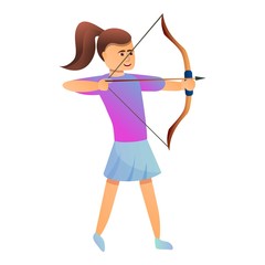 Girl archer icon. Cartoon of girl archer vector icon for web design isolated on white background
