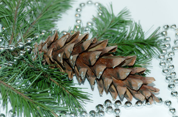 beautiful tinsel for Christmas and New Year holidays, close-up