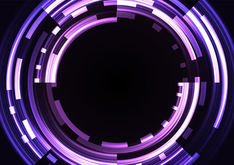 purple abstract circle background, digital overlap layer line, simple technology design template, vector illustration