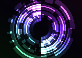 multicolor abstract circle background, digital overlap layer line, simple technology design template, vector illustration