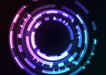 Obraz premium dark rainbow abstract circle background, digital overlap layer line, simple technology design template, vector illustration