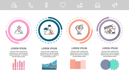 Vector infographic flat template circles for four paper label, diagram, graph, presentation. Business concept with 4 options. Blank space for content, step for step, timeline, workflow, marketing