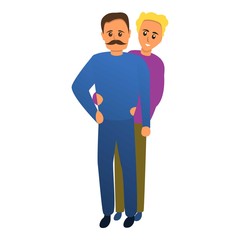 Mustache gay couple icon. Cartoon of mustache gay couple vector icon for web design isolated on white background