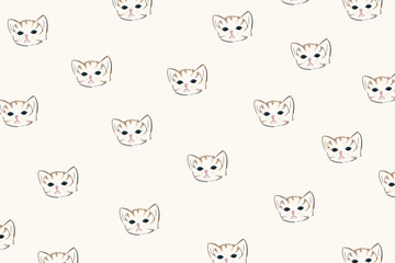 Cute cat illustration pattern background wallpaper.