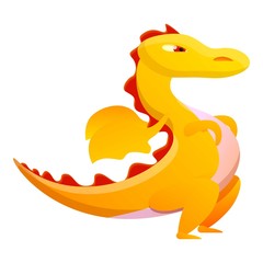 Yellow dragon icon. Cartoon of yellow dragon vector icon for web design isolated on white background