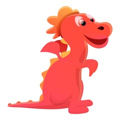 Kid red dragon icon. Cartoon of kid red dragon vector icon for web design isolated on white background