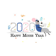 Funny mouse, symbol of 2020 year. Banner for your design