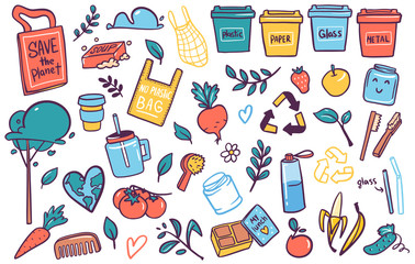 Zero waste flat vector round banner template. Vector illustration