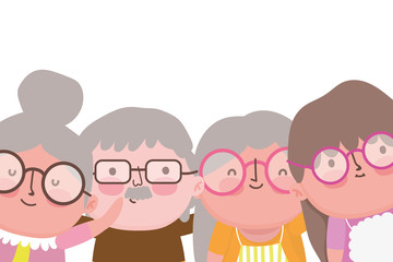 Grandmothers and grandfather cartoon vector design