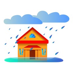 House flood storm icon. Cartoon of house flood storm vector icon for web design isolated on white background