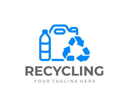 Plastic recycling logo design. Recycle plastic bottles vector design. Plastic refuse logotype